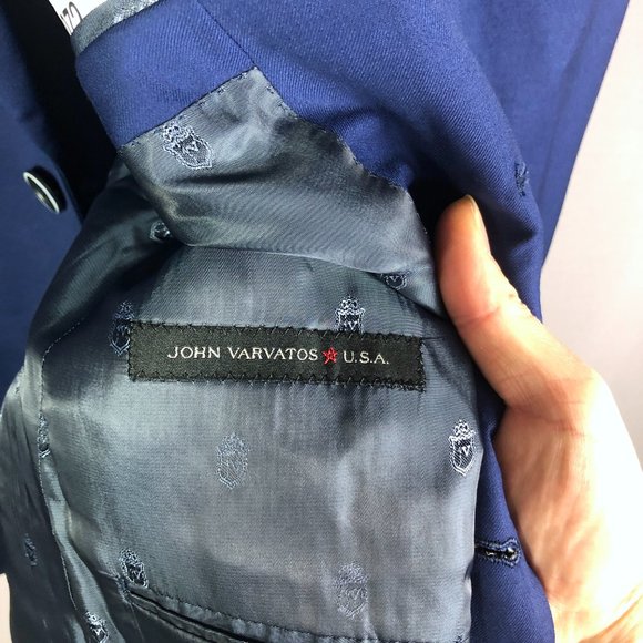 John Varvatos Bedford Blue Notch Lapel Suit Jacket Size 40L - Picture 8 of 11